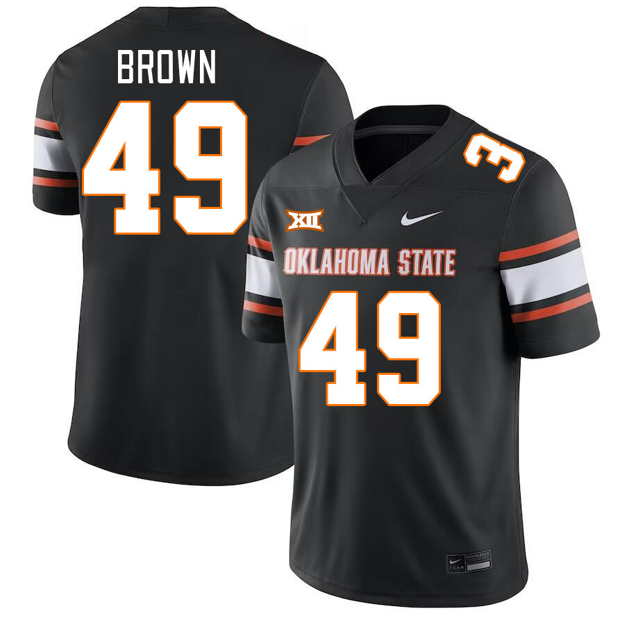 Oklahoma State Cowboys #49 Tanner Brown College Football Jerseys Stitched Sale-Black